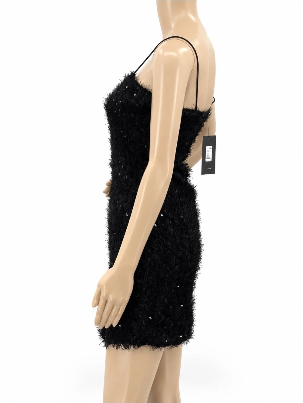 Fashion Nova Shimmy and Shine Black Fuzzy Sequin Bodycon Mini Dress NWT